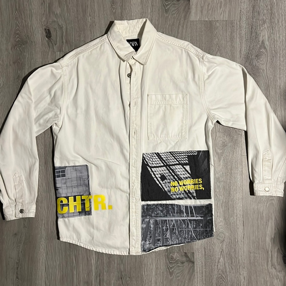 WORN ONCE! Zara Cream Jean Jacket